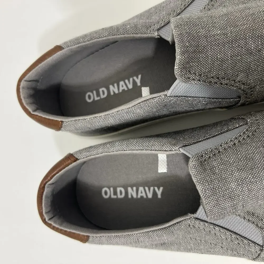Old Navy Men’s Gray Canvas Slip On Sneakers Size 8 Casual Comfort Shoes